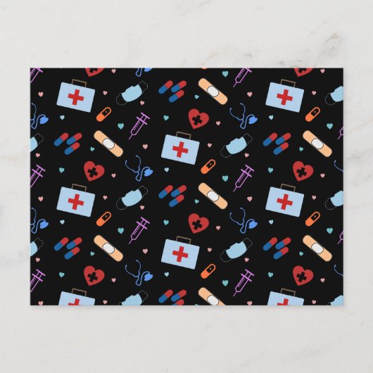 RNナース看護学生 |医師の医療パターン ポストカード (正面)