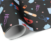 RNナース看護学生 |医師の医療パターン ラッピングペーパー (ロールコーナー)