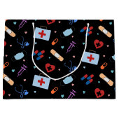 RNナース看護学生 |医師の医療パターン ラージペーパーバッグ (正面)