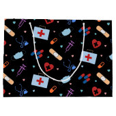 RNナース看護学生 |医師の医療パターン ラージペーパーバッグ (裏面)