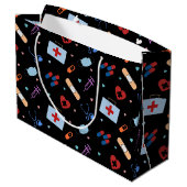 RNナース看護学生 |医師の医療パターン ラージペーパーバッグ (裏面アングル)