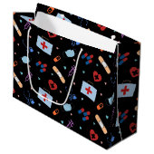 RNナース看護学生 |医師の医療パターン ラージペーパーバッグ (正面アングル)