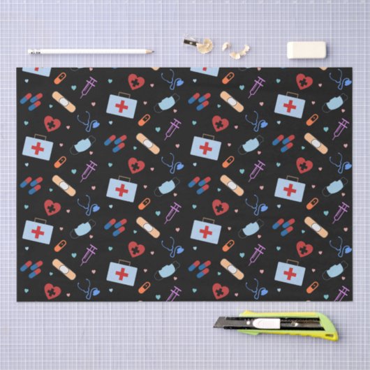 RNナース看護学生 |医師の医療パターン 薄葉紙 (クラフト)