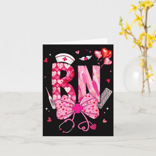 Rnバレンタイン コケッティー ボウ 聴診器 ナース ガール W カード (黄色い花)