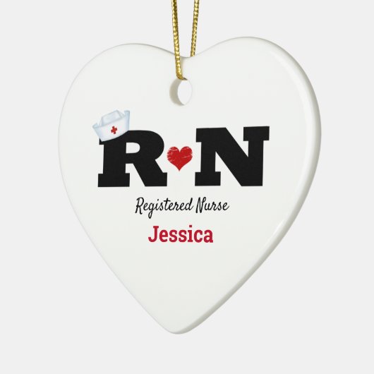 RNパーソナライズされたナースクリスマスセラミックオーナメント セラミックオーナメント (左)