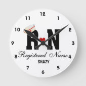 RNパーソナライズされたナースハットアクリル壁時計 ラウンド壁時計 (正面)