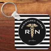 RNパーソナライズされたナースブモダンラック金ゴールド キーホルダー (正面)
