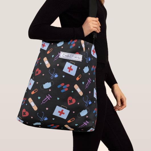 RNパーソナライズされたナース |医師の医療パターン クロスボディバッグ (クローズアップ)