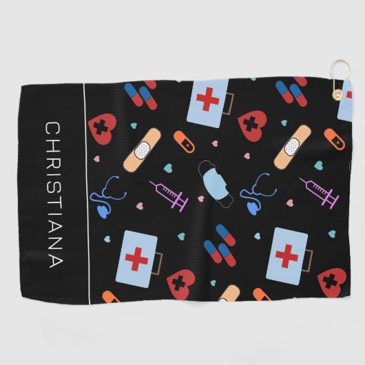 RNパーソナライズされたナース |医師の医療パターン ゴルフタオル (横)