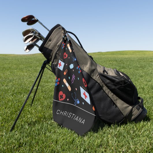 RNパーソナライズされたナース |医師の医療パターン ゴルフタオル (グリーン)