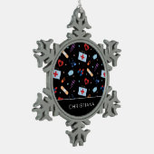 RNパーソナライズされたナース |医師の医療パターン スノーフレークピューターオーナメント (左)