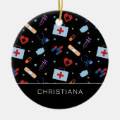 RNパーソナライズされたナース |医師の医療パターン セラミックオーナメント (正面)