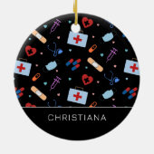 RNパーソナライズされたナース |医師の医療パターン セラミックオーナメント (裏面)