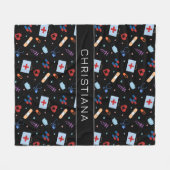 RNパーソナライズされたナース |医師の医療パターン フリースブランケット (正面(横))