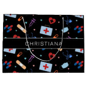 RNパーソナライズされたナース |医師の医療パターン ラージペーパーバッグ (裏面)