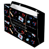 RNパーソナライズされたナース |医師の医療パターン ラージペーパーバッグ (裏面アングル)