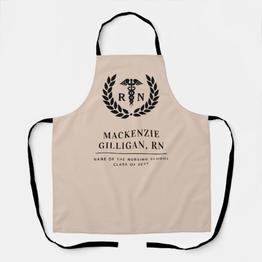 RNパーソナライズされた看護学校卒業エレガント エプロン (正面)