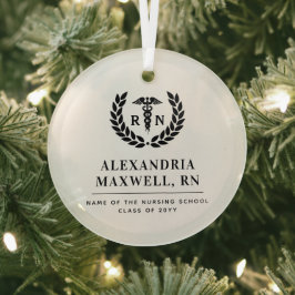 RNパーソナライズされた看護学校卒業エレガント ガラスオーナメント