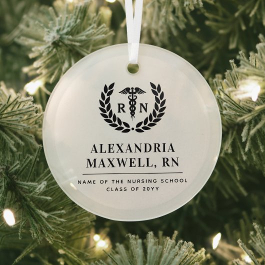 RNパーソナライズされた看護学校卒業エレガント ガラスオーナメント (インサイチュ)