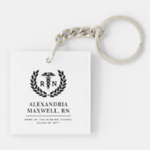 RNパーソナライズされた看護学校卒業エレガント キーホルダー (裏面)