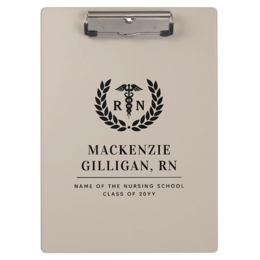 RNパーソナライズされた看護学校卒業エレガント クリップボード (正面)