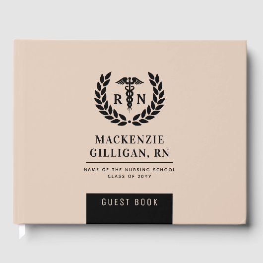 RNパーソナライズされた看護学校卒業エレガント ゲストブック (正面)