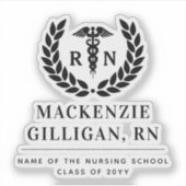 RNパーソナライズされた看護学校卒業エレガント シール (正面)