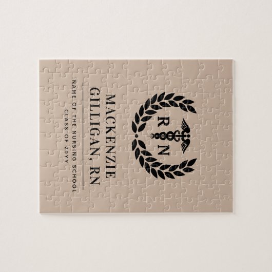RNパーソナライズされた看護学校卒業エレガント ジグソーパズル (横)