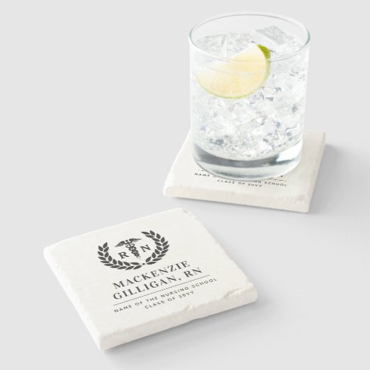 RNパーソナライズされた看護学校卒業エレガント ストーンコースター (横)