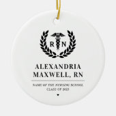 RNパーソナライズされた看護学校卒業エレガント セラミックオーナメント (正面)