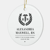 RNパーソナライズされた看護学校卒業エレガント セラミックオーナメント (左)