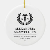 RNパーソナライズされた看護学校卒業エレガント セラミックオーナメント (裏面)