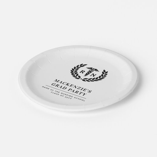 RNパーソナライズされた看護学校卒業エレガント ペーパープレート (アングル)