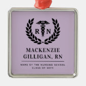 RNパーソナライズされた看護学校卒業エレガント メタルオーナメント (正面)