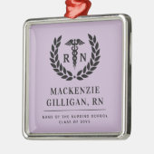 RNパーソナライズされた看護学校卒業エレガント メタルオーナメント (左)