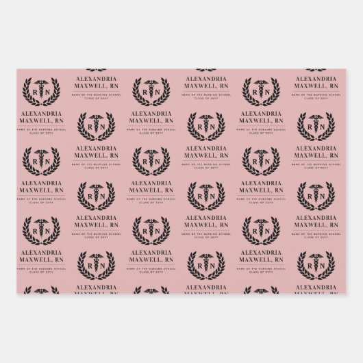 RNパーソナライズされた看護学校卒業エレガント ラッピングペーパーシート (正面3)