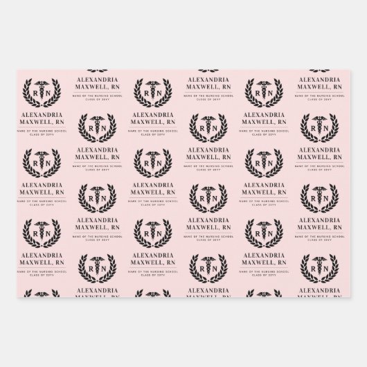 RNパーソナライズされた看護学校卒業エレガント ラッピングペーパーシート (正面)