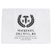 RNパーソナライズされた看護学校卒業エレガント ラージペーパーバッグ (正面)