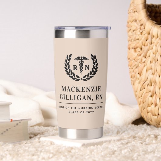 RNパーソナライズされた看護学校卒業エレガント 保温保冷タンブラー (リビング)
