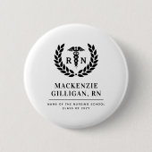 RNパーソナライズされた看護学校卒業エレガント 缶バッジ (正面)