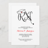 RNピン止め式招待状、おもしろいナース卒業 招待状 (正面/裏面)