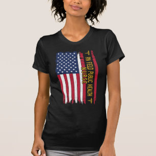 Rnフィールド公衆衛生ナース米国国旗 Tシャツ