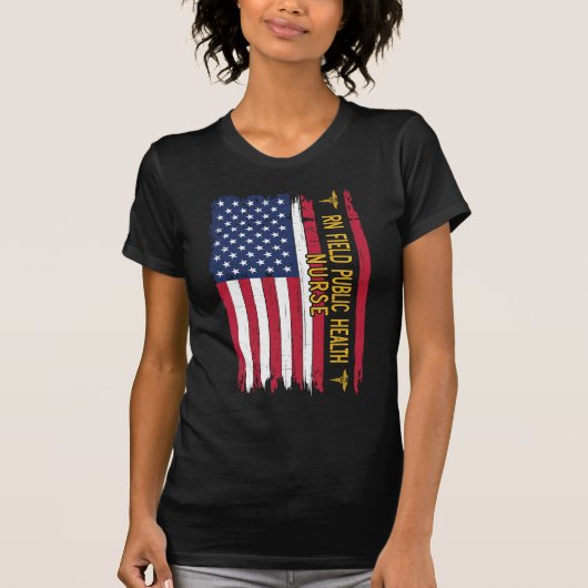 Rnフィールド公衆衛生ナース米国国旗 Tシャツ (正面)