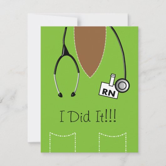 RNブラックナース卒業招待状スクラブライム#9 招待状 (正面)