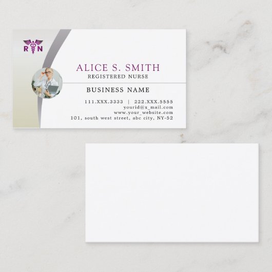 RNロゴと写真の登録ナース 名刺 (正面/裏面)