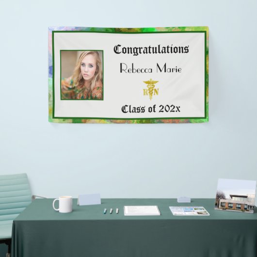 RN卒業グリーンピンクブルー水色 横断幕 (トレードショー)