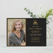 RN卒業パーティフォトブラック金ゴールド 招待状 (スタンド正面)