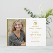 RN卒業パーティフォトホワイト金ゴールド 招待状 (スタンド正面)