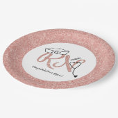 RN卒業パーティーデコール、バラ金ゴールドフェイクグリッター ペーパープレート (アングル)