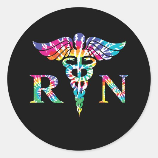 RN登カラフル録ナース絞り染め ラウンドシール (正面)